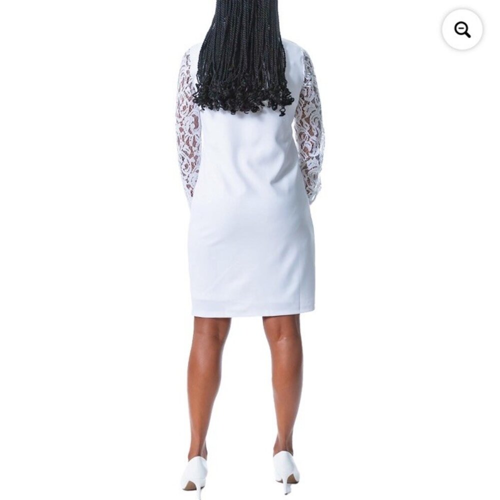 Kasper Womens Size Small White Lace Sheath Dress Work Office Career - Picture 3 of 14